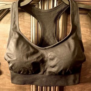 Members Mark racer back sports bra with removable pads.  Size L. Black  NWOT